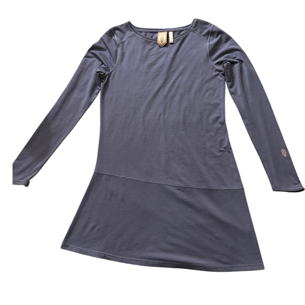 Indygena Women Summer Comfort Assymetric Dress Gray Purple S Raglan Sleeve GG01